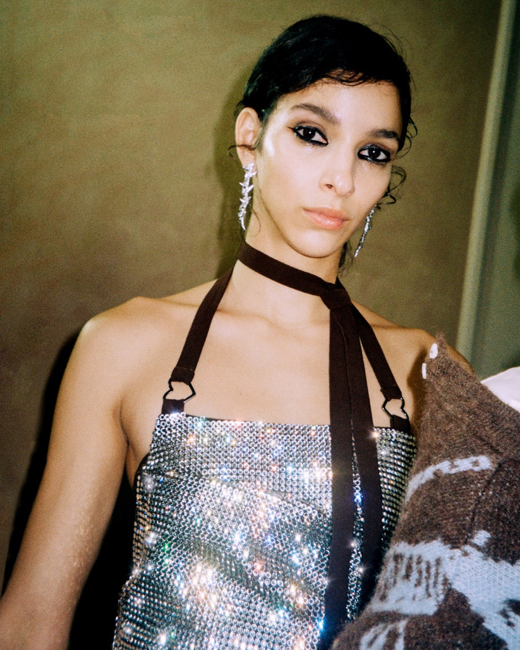 Orecchini ramo spinato e cristalli