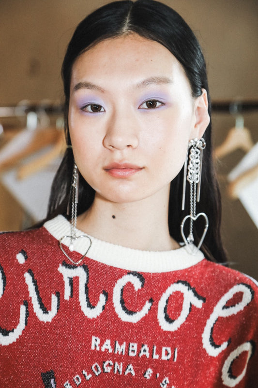 Orecchini pendenti con cuore e cristallo