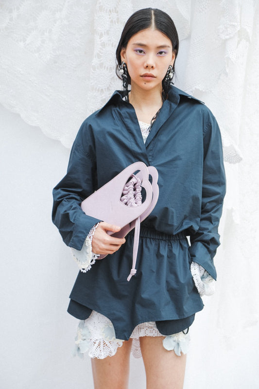 Orecchini pendenti cuore in metallo e lacci