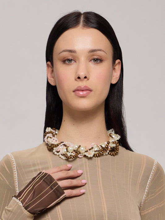 Fuji brown/pink pearls necklace