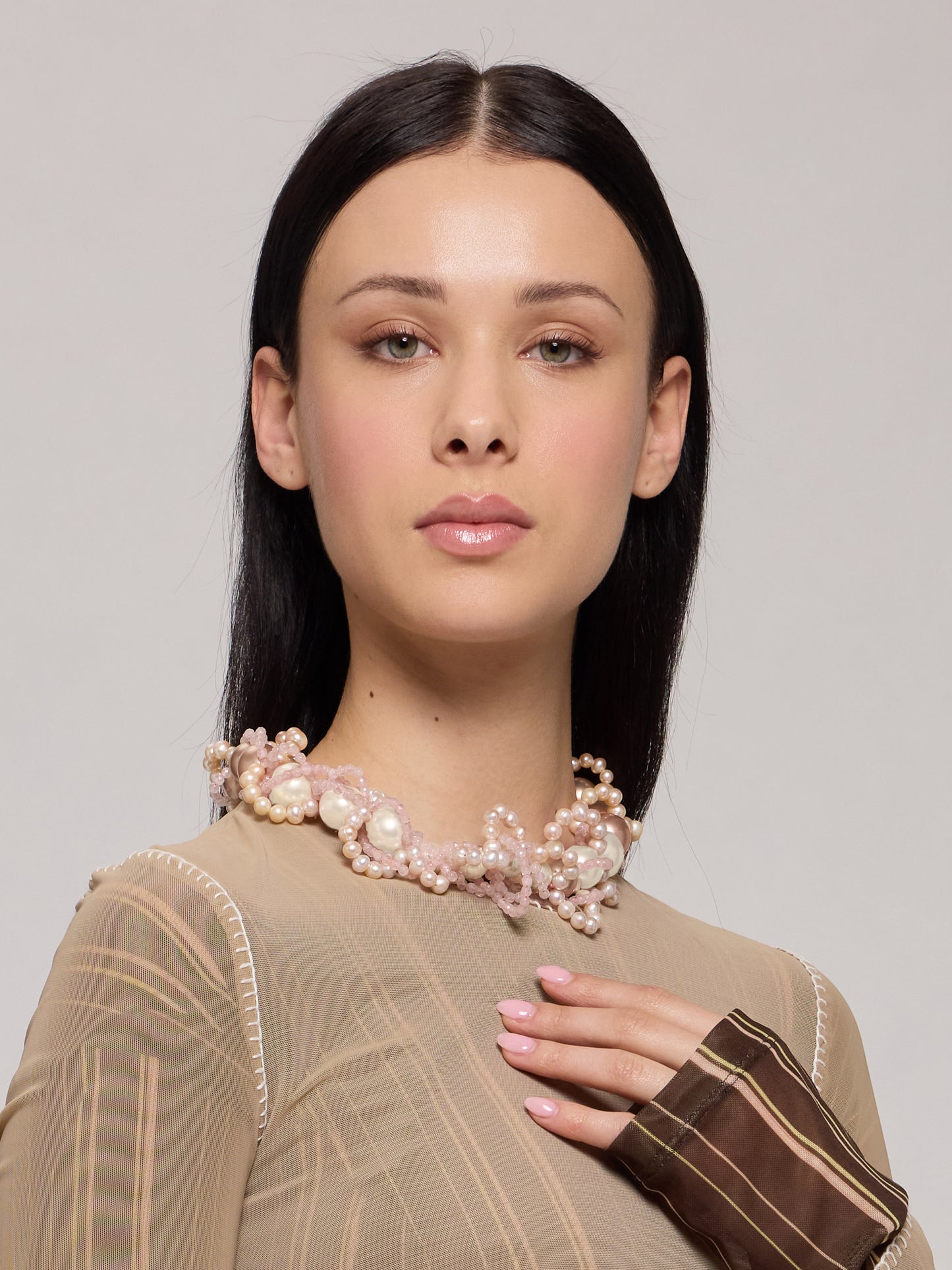 Fuji pink pearls necklace