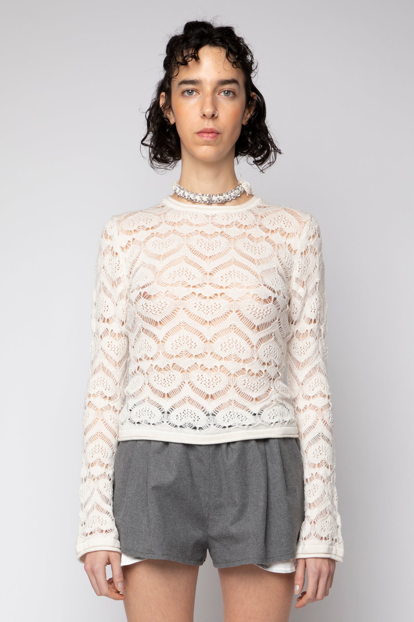 Girocollo punto pizzo cuore