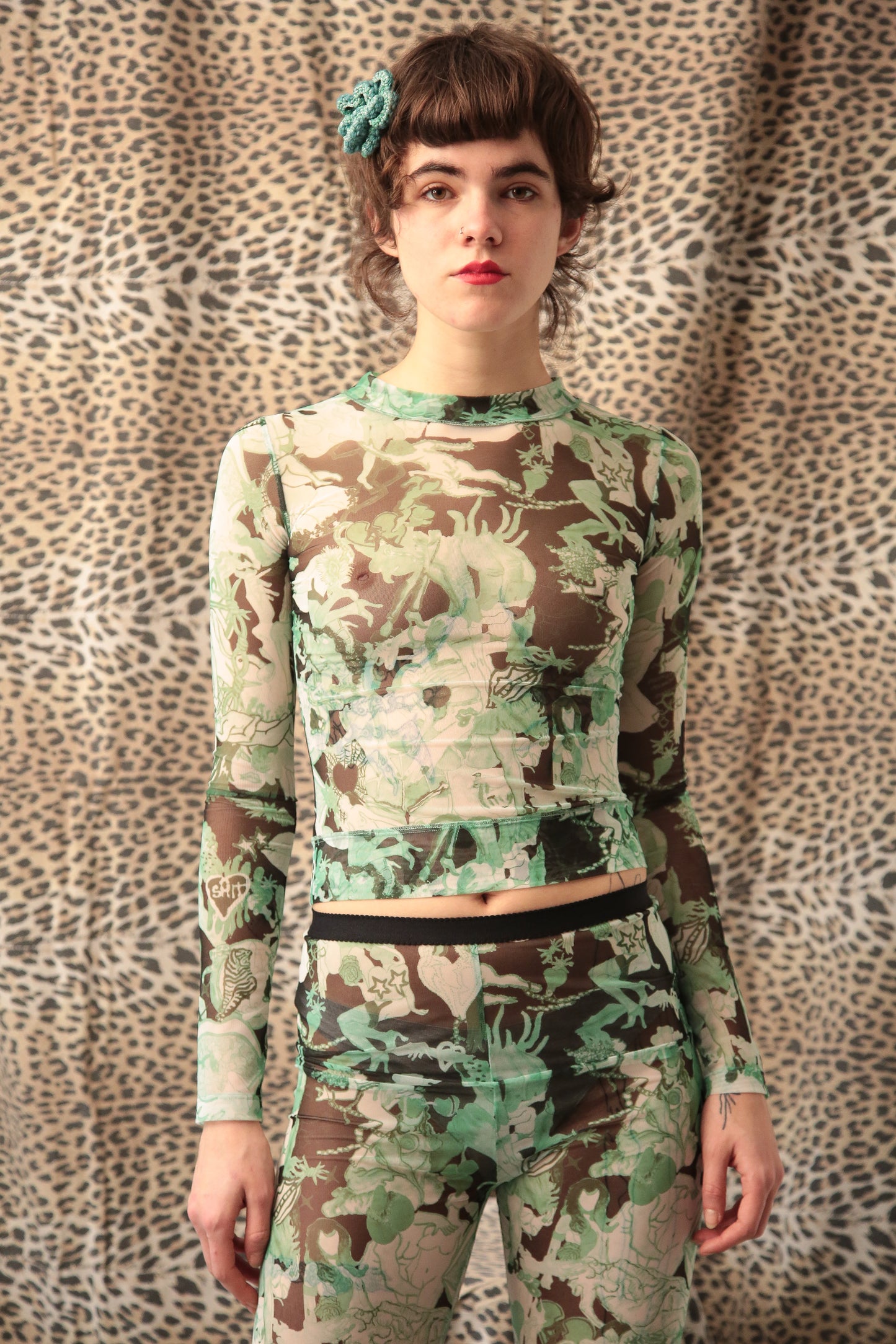 Top second skin mesh stampato