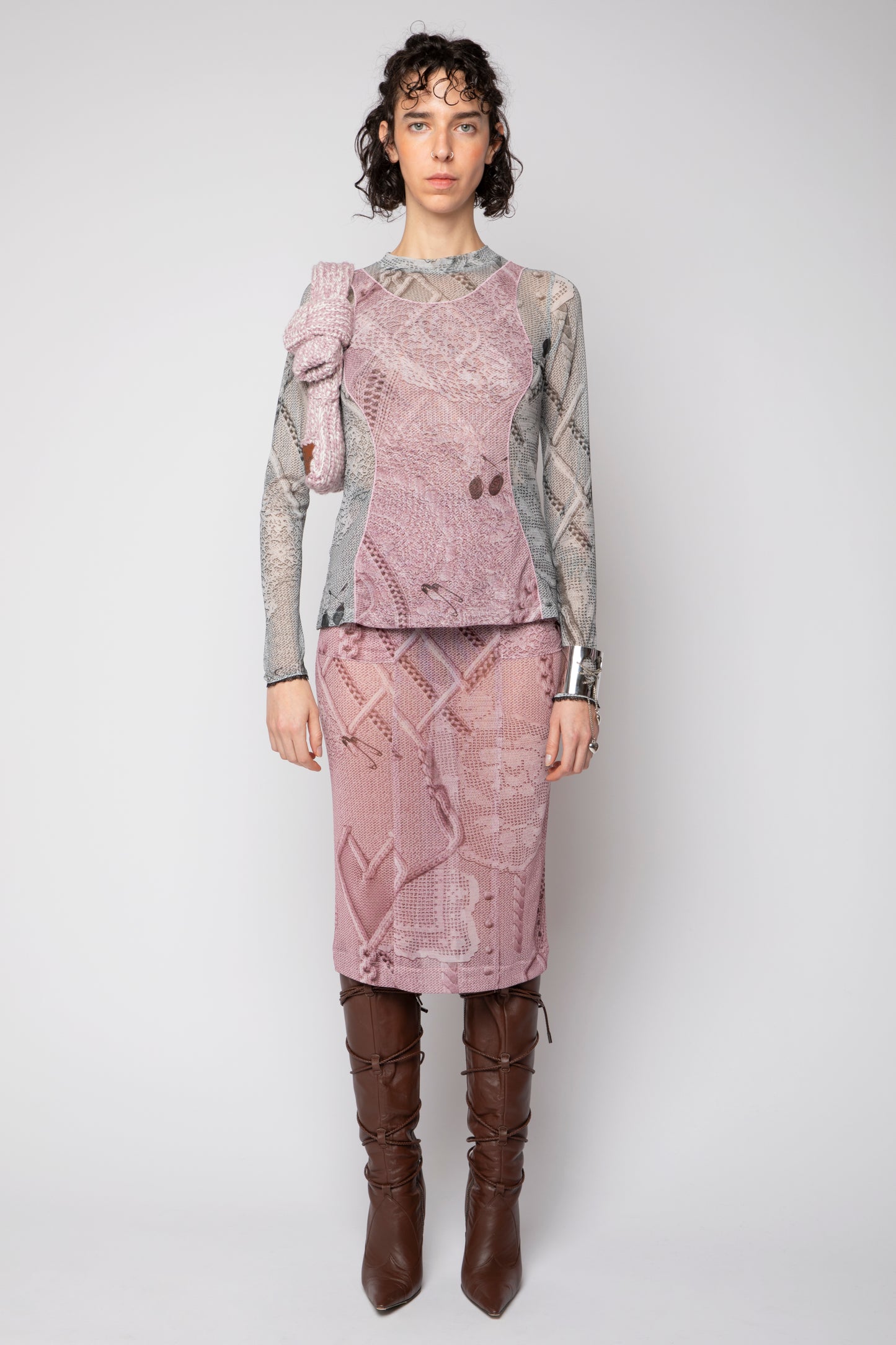 Longuette in tulle stampata