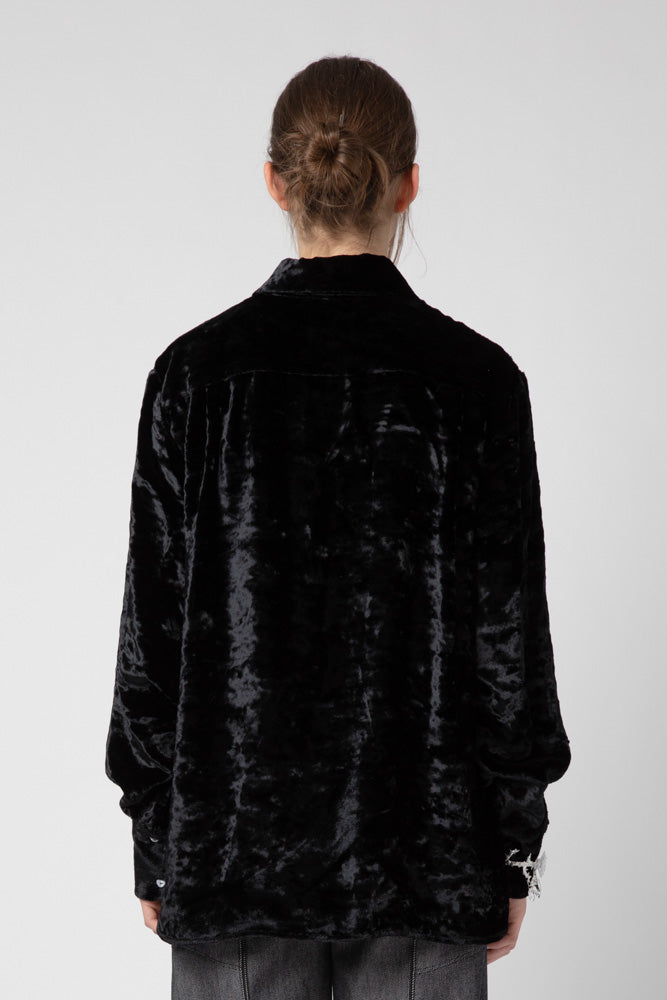 Black velvet over shirt