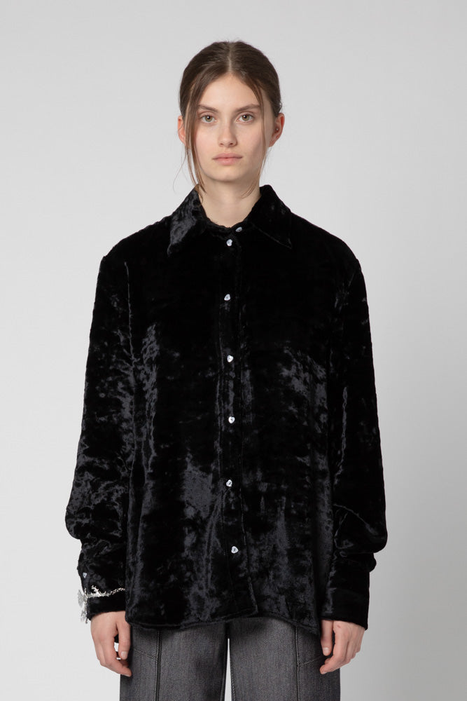 Black velvet over shirt