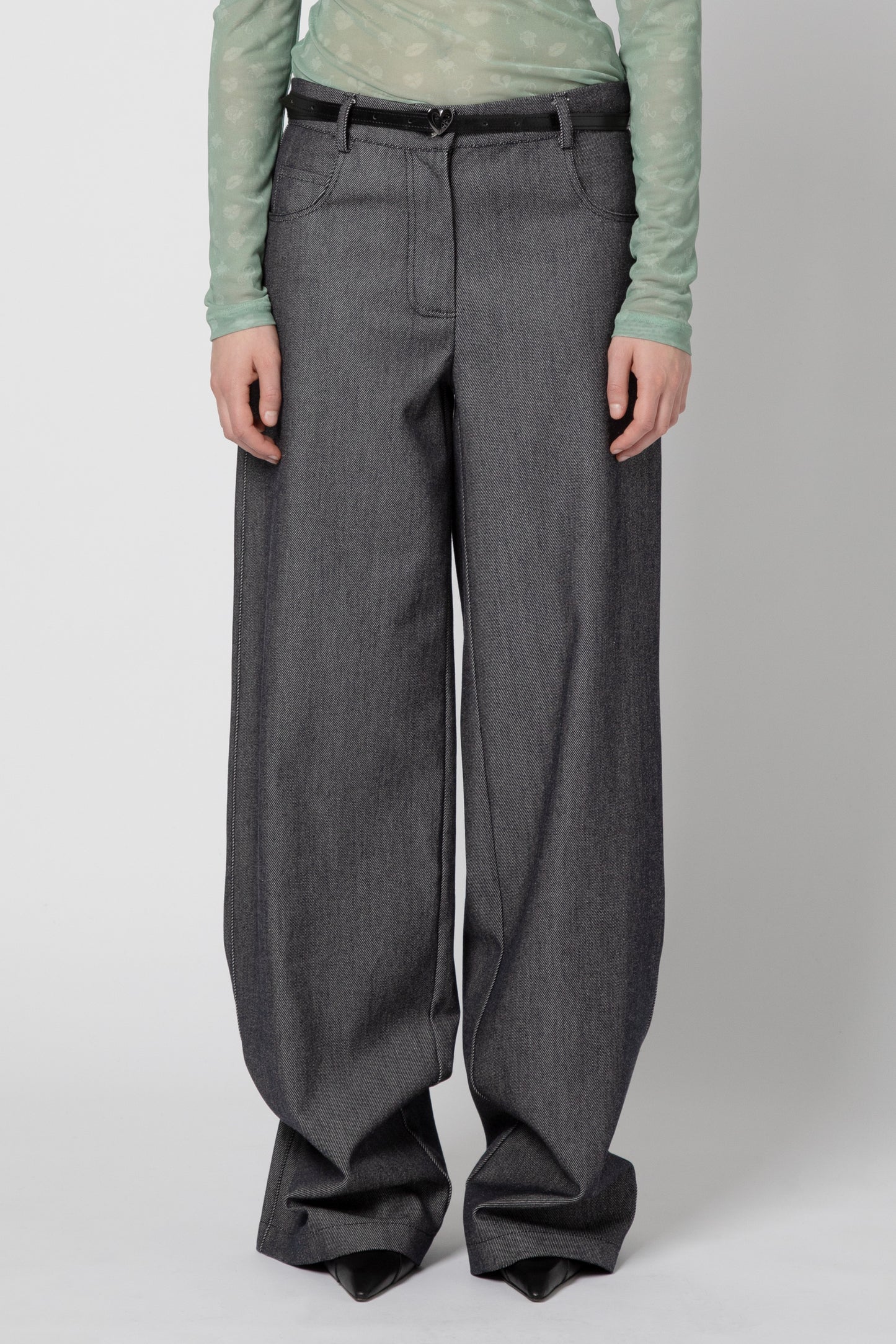 Denimwool five pockets trousers