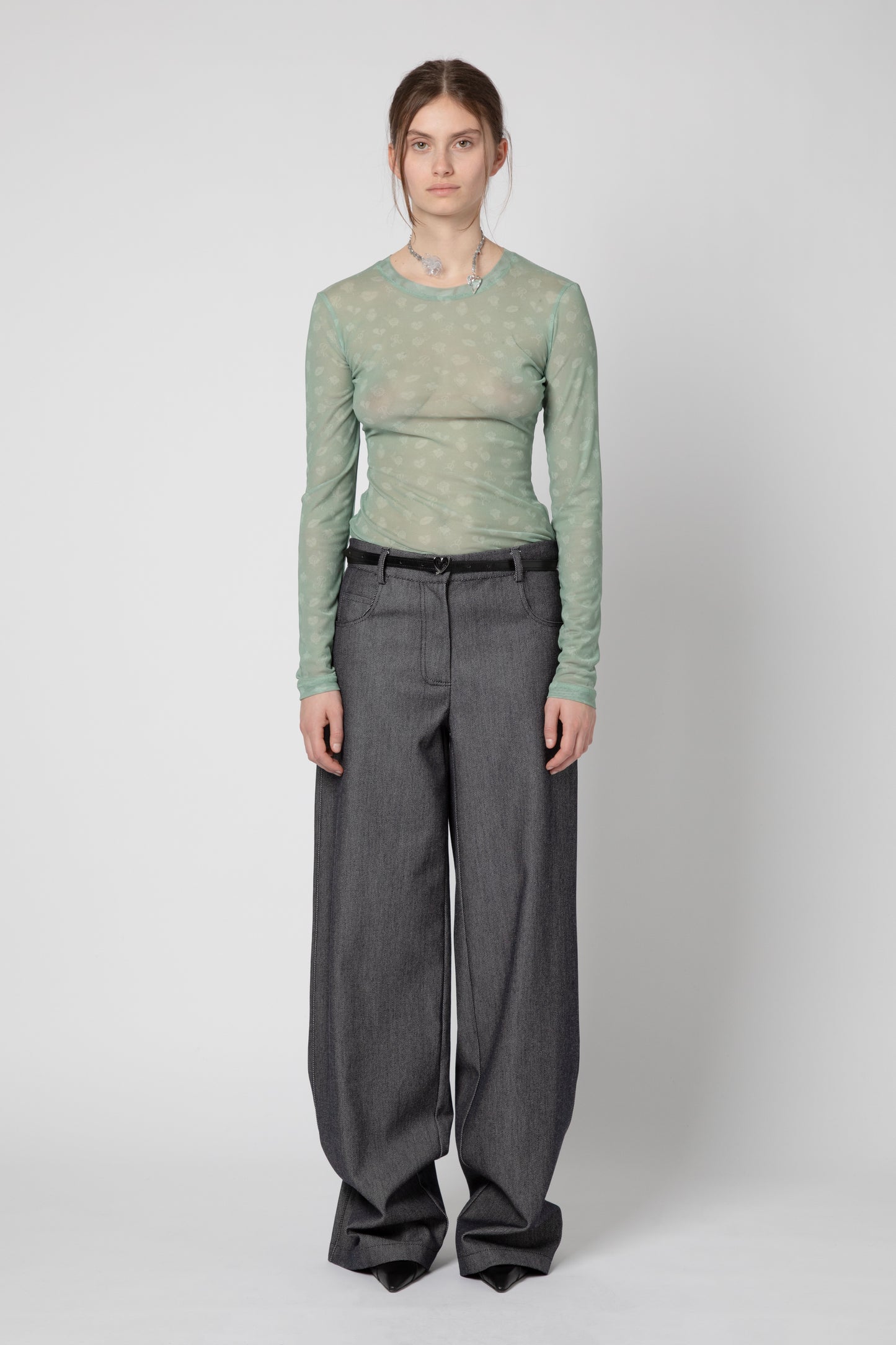 Denimwool five pockets trousers