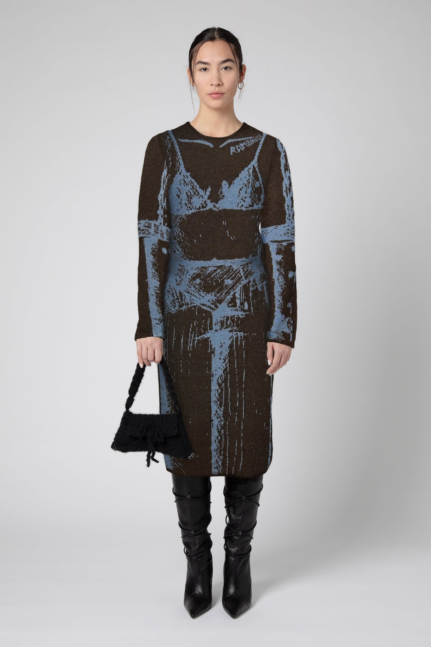 Trompe l'oeil vanisè knitwear dress