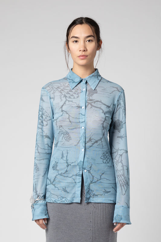 Printed tulle fit shirt