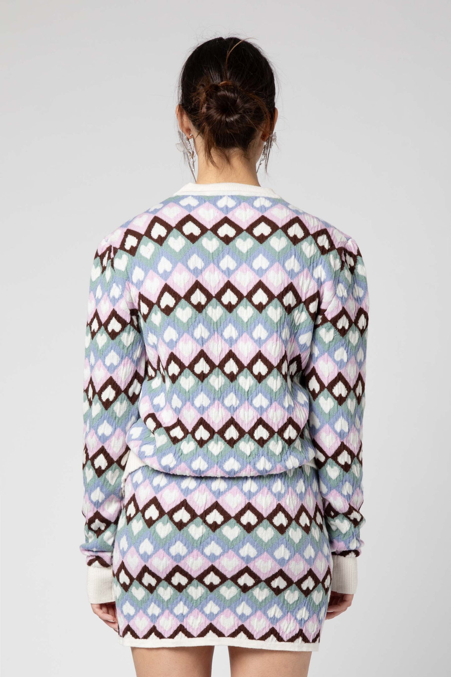 Jacquard multicolor heart knitwear sweater