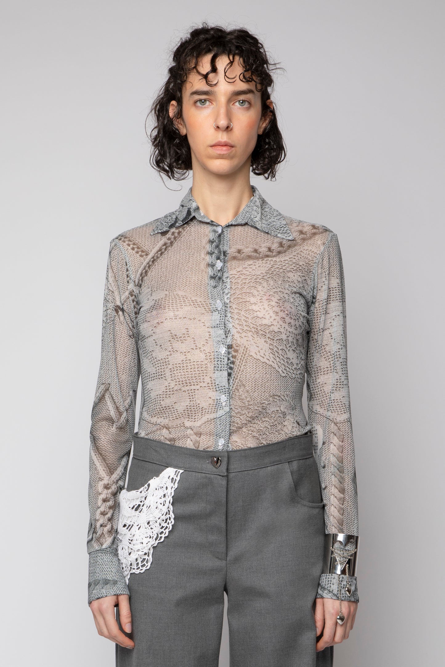 Camicia in tulle stampata